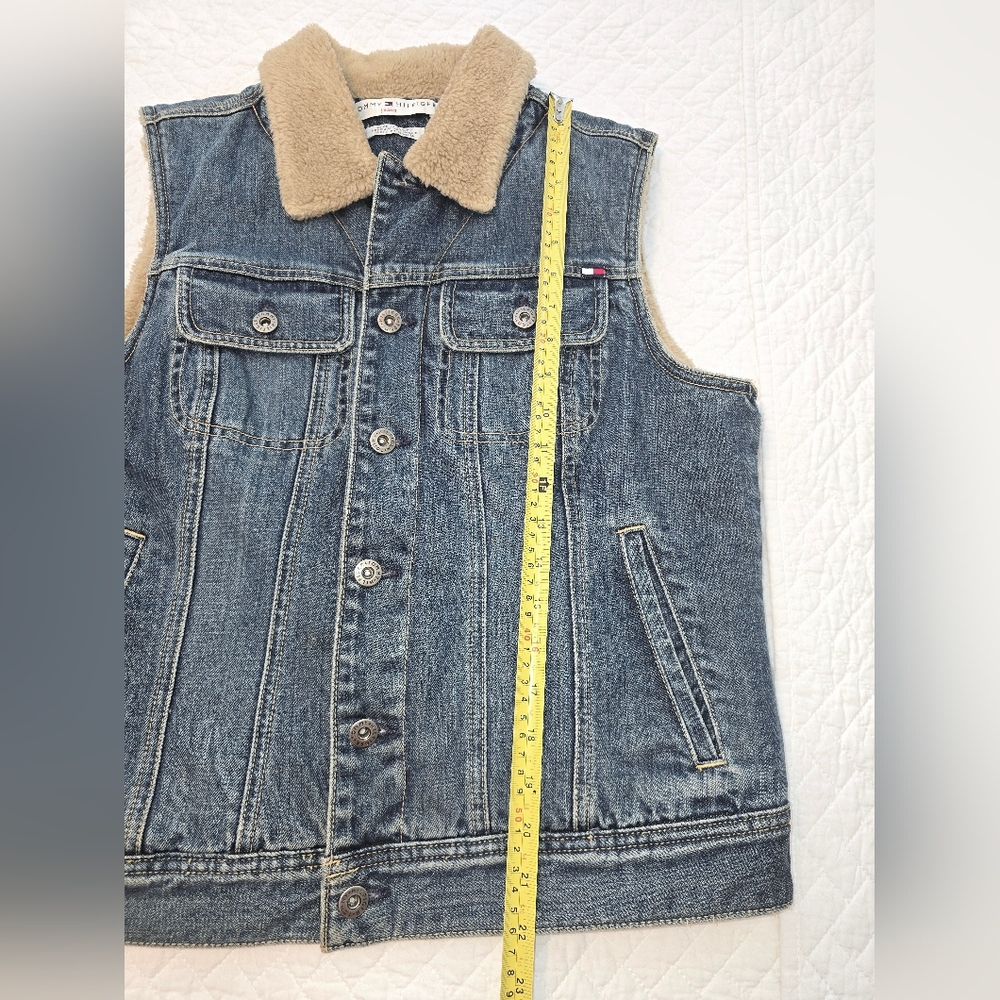 Tommy Hilfiger Y2K Sherpa-Lined Denim Vest Women's Size Large - Picture 5 of 10